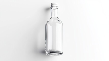 A clear glass bottle with a white cap, displayed against a minimalist background.