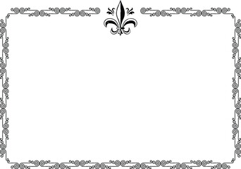 Rectangular Frame - Celtic Curved Lines Border - Fleur de Lys