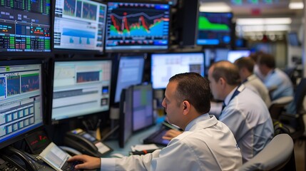 A busy financial office 