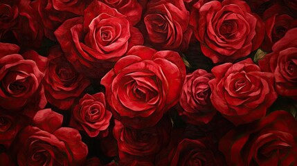 Obraz premium Red roses close up. Generative AI