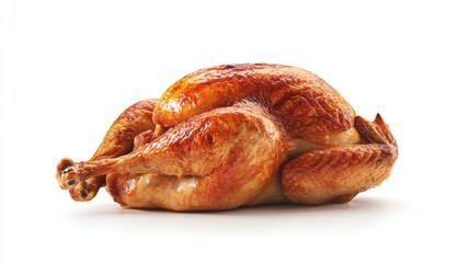 Roast chicken white background. Generative AI