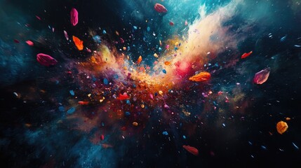 Fototapeta premium Rubber balloons exploding, fragments. Generative AI