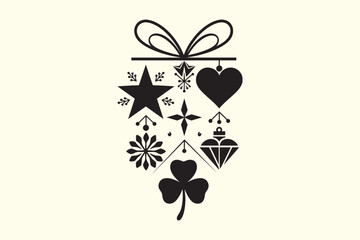 Floral vintage ornaments set. Decorative plants silhouettes decorations. Isolated black rosettes, vector collection