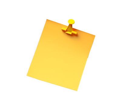Square yellow PNG note on a piece of paper on transparent background. Concept template for study, collage on the theme of work, office, memory, important notes - Powered by Adobe