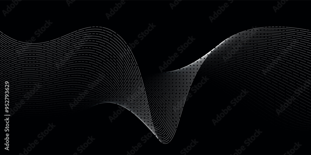 Poster abstract background with dynamic wavy lines, digital future technology concept background, vector il