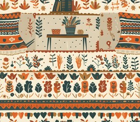 of Cozy Woolen Sweater with Nordic Patterns in Autumn Hues