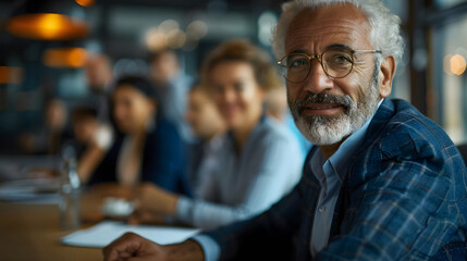 Senior man in meeting at restaurant. Generative by AI