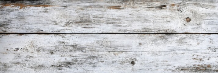 Naklejka premium The rustic whitewashed wooden surface features visible grain and knots, highlighting its aged texture and natural appeal, ideal for various creative projects