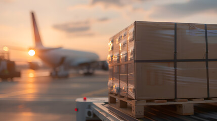 Aircraft Shipping and Parcel Delivery, Logistics and Air Freight Transportation Concept