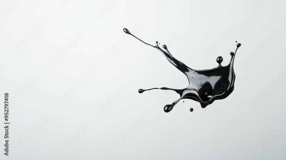 Aufkleber a close-up image of a black paint splatter against a white background. the splatter is dynamic and e