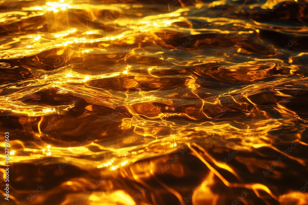 Aufkleber a close-up image of shimmering water reflecting golden sunlight. the abstract patterns created by th