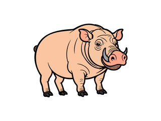 Cheerful pig cartoon with a prominent snout