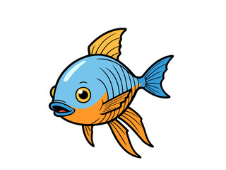 Bright blue and orange cartoon fish