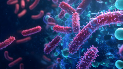 Fototapeta premium Bacterias, Probiotic Microscopic microorganisms 