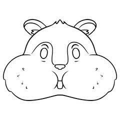 squirrel with a mouth full of food  illustration hand drawn outline vector