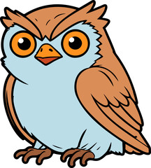 Blue cartoon owl with large eyes