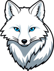 Cartoon white fox with blue eyes
