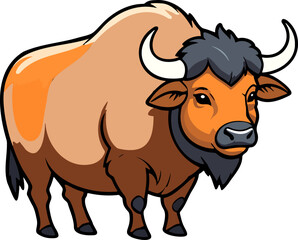 Robust brown buffalo facing forward