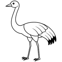 Happy Crane Full-Body Vector Illustration on White Background