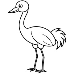 Happy Crane Full-Body Vector Illustration on White Background