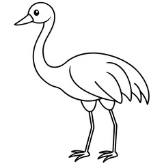 Happy Crane Full-Body Vector Illustration on White Background