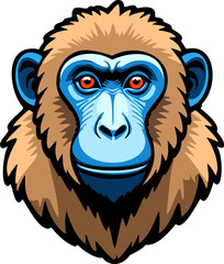 Blue-faced monkey cartoon portrait