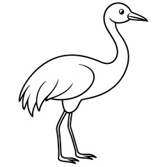 Happy Crane Full-Body Vector Illustration on White Background