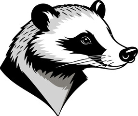 Cartoon depiction of a badger's head