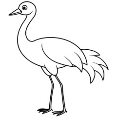 Happy Crane Full-Body Vector Illustration on White Background