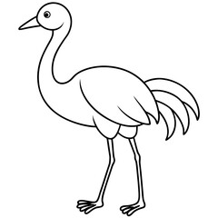 Happy Crane Full-Body Vector Illustration on White Background