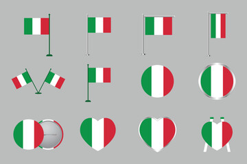 Flag of Italy Set, original and simple Italy flag Bundle, vector illustration of Italy flag Collection
