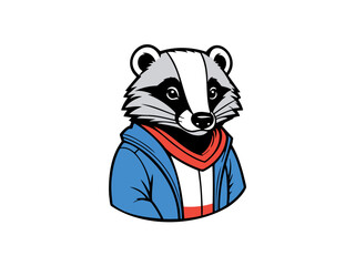 Raccoon character in a stylish outfit