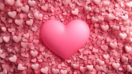 : A large pink heart surrounded by smaller hearts, forming a textured and vibrant background, symbolizing love and unity.