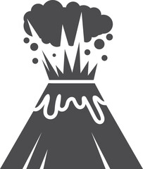 Volcano eruption black icon. Natural mountain disaster
