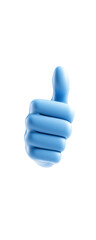blue hand showing a thumbs-up gesture.