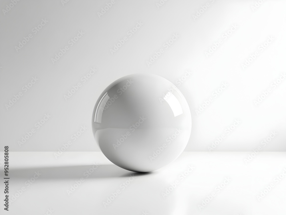 Poster closeup of a resilient textured sphere centered in a clean white studio space