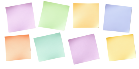 Colorful sticky notes arranged in an artistic pattern.