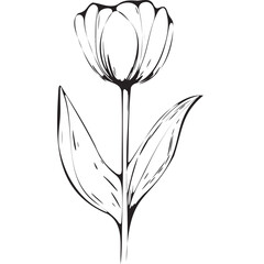 Black Minimalist Monoline Flower