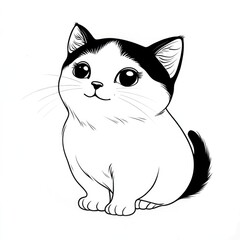 Obraz premium A delightful and simple cat coloring page for toddlers to inspire creativity and imagination during a fun indoor activity