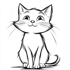 Obraz premium A cheerful cat coloring page designed for young children encourages creativity and imaginative play during fun learning activities at home or in preschool
