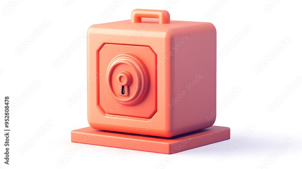 Poster cartoon 3d icon of safe with lock. 3d illustration for finance and banking on white background. simp