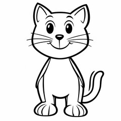 Obraz premium Delightful cat coloring page designed for toddlers, featuring a cheerful cartoon cat ready for creative fun and joyful exploration of colors