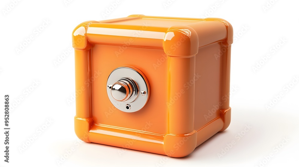 Poster cartoon 3d icon of safe with lock. 3d illustration for finance and banking on white background. simp