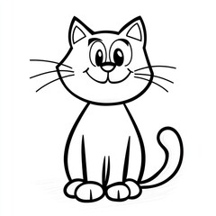 Fototapeta premium Engaging and delightful coloring page featuring a simple cat design ideal for young children to develop creativity and motor skills through art
