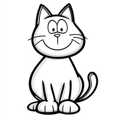 A cheerful and simple cat coloring page designed for young children, perfect for fostering creativity and fun during art time at home or in preschool