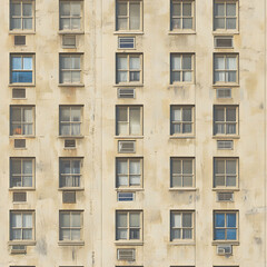 Fototapeta premium seamless building facade texture tile urban city concrete glass windows dystopian destroyed for surface mapping architecture game design 2d flat 