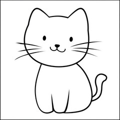 Obraz premium A charming simple cat coloring page for young children to express creativity and have fun during their artistic playtime at home or in classrooms