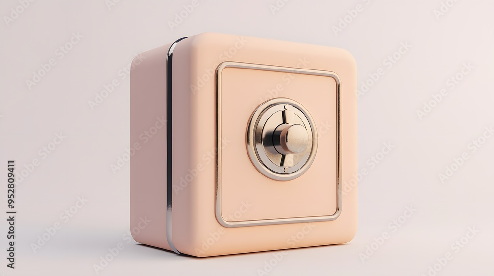 Poster cartoon 3d icon of safe with lock. 3d illustration for finance and banking on white background. simp