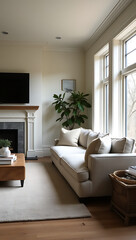 modern living room with fireplace