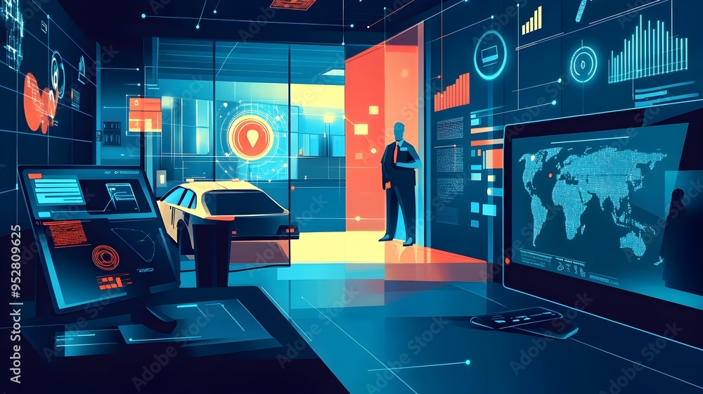 Poster detailed graphic of smart crime analysis tools and software using iot internet of things technology 